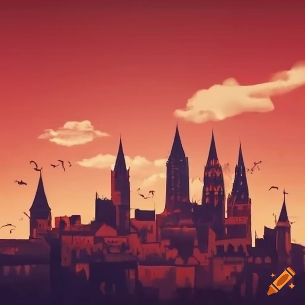 artistic-portrayal-of-a-medieval-city-in-a-red-sky