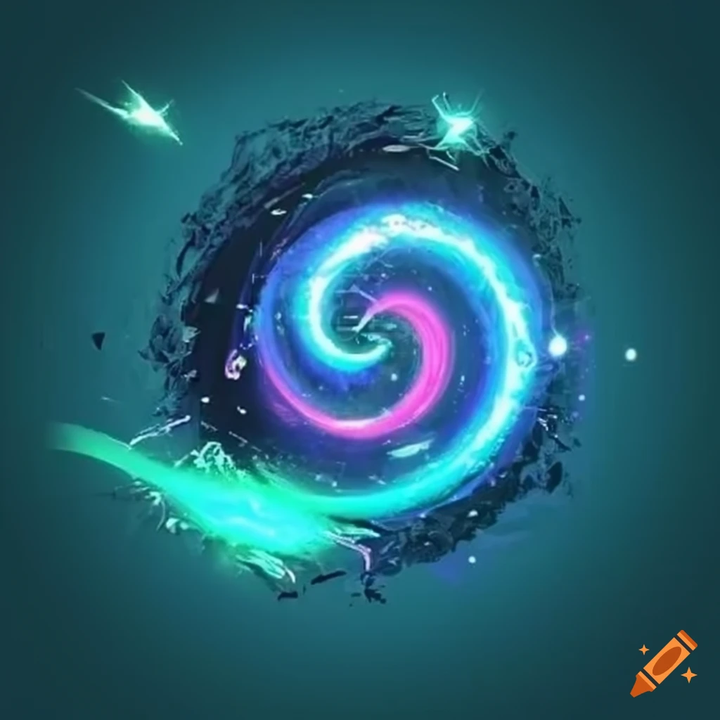 mysterious logo with fiery sparkles