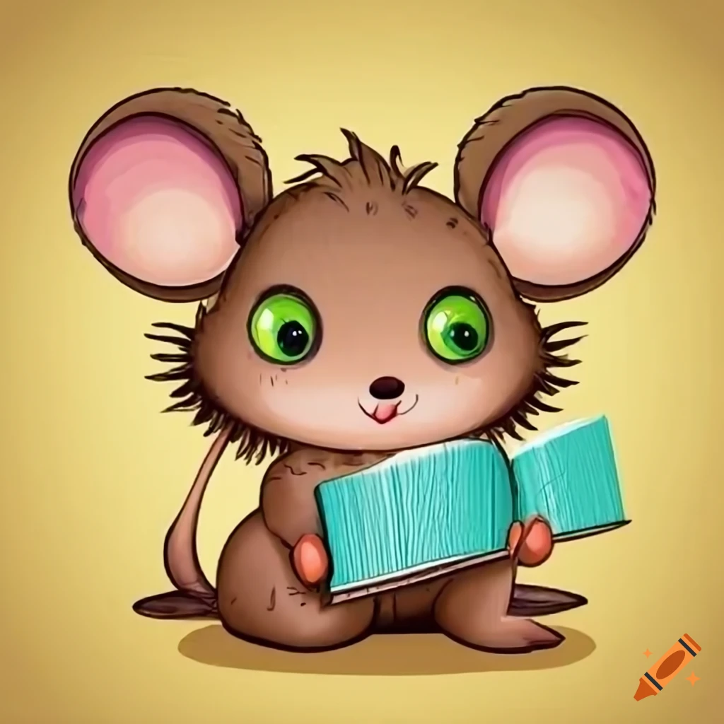 Premium AI Image  A cute cartoon 3d mouse holding a book