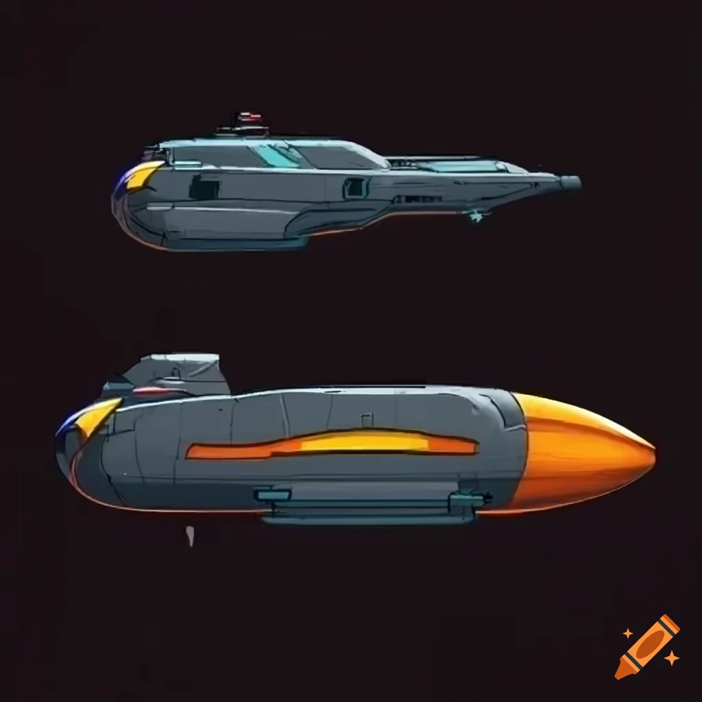 2D art of a spaceship-submarine hybrid