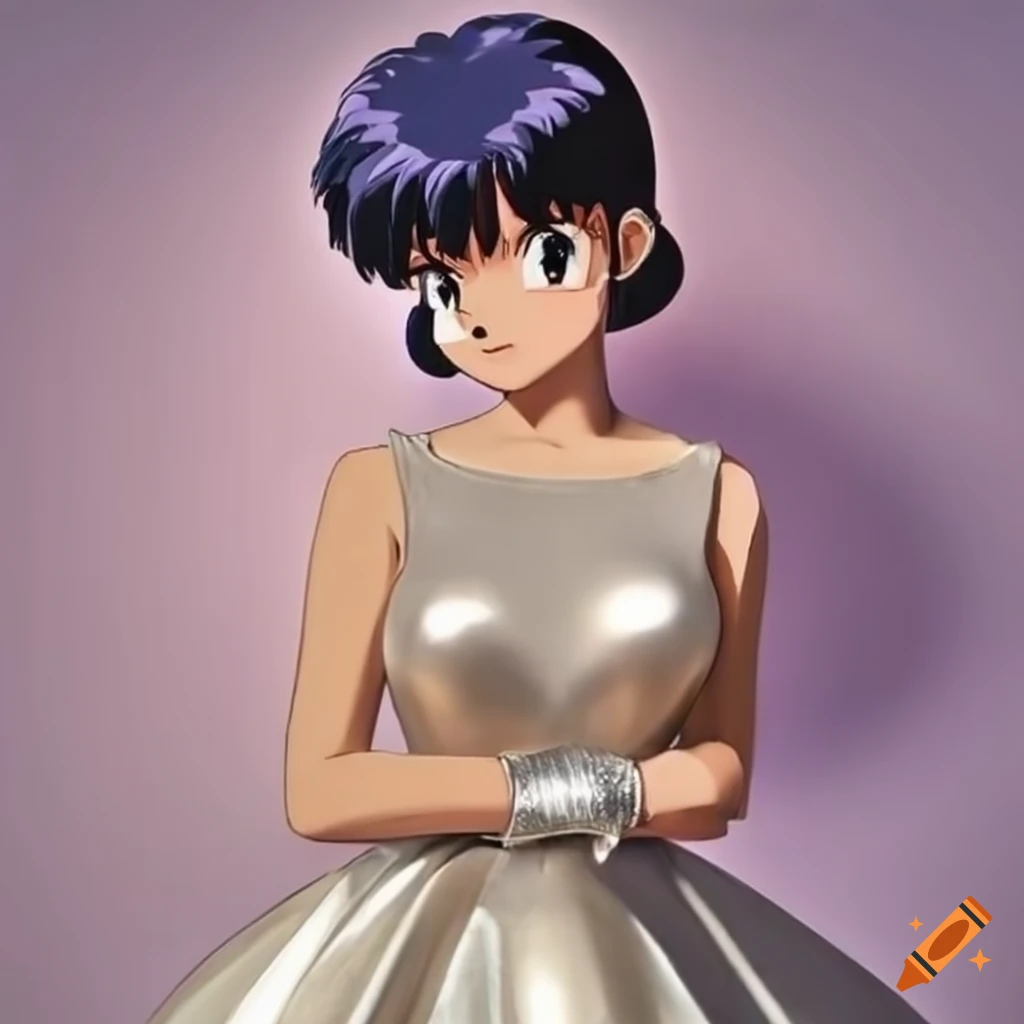 Ranma in a stunning silver cocktail dress