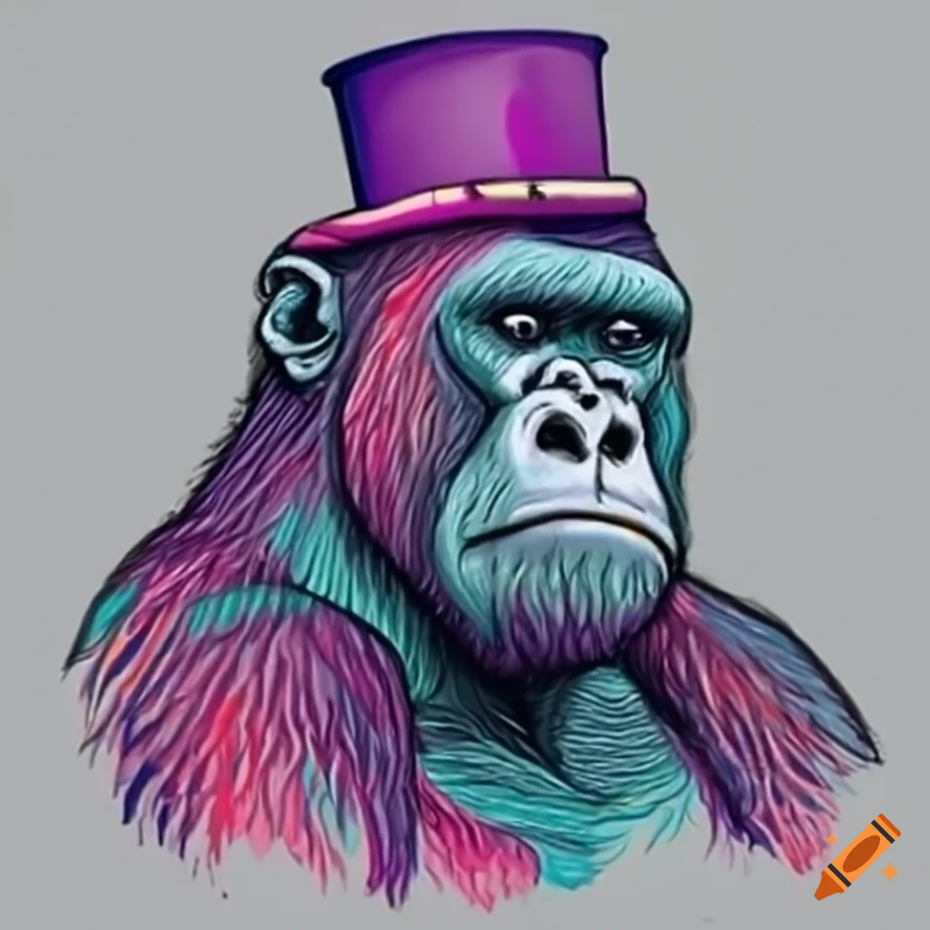 Gorilla with a monocle and top hat on Craiyon