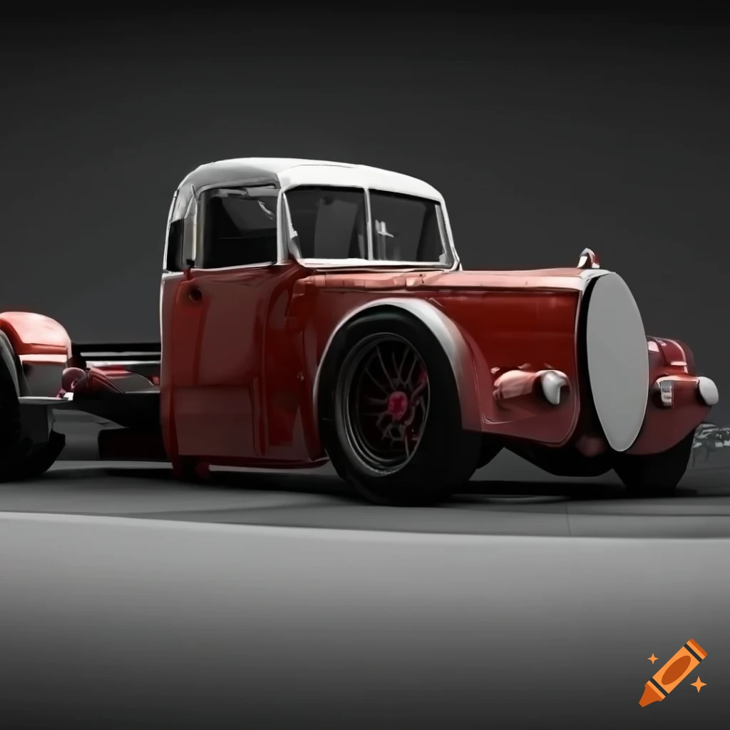 highly detailed vintage Bugatti truck with wide racing wheels