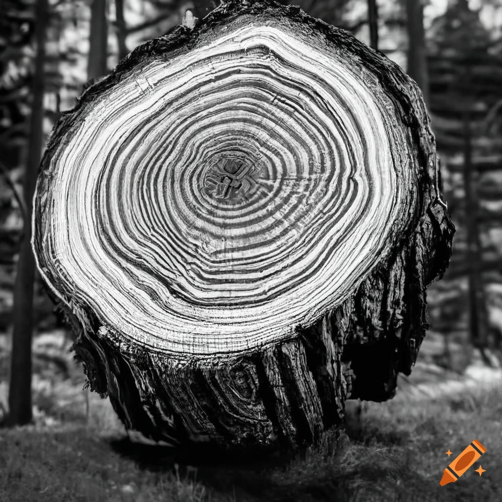 Close-up of detailed pine tree rings on Craiyon