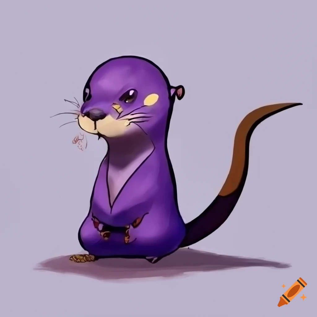 purple otter wizard in Pokémon style drawing