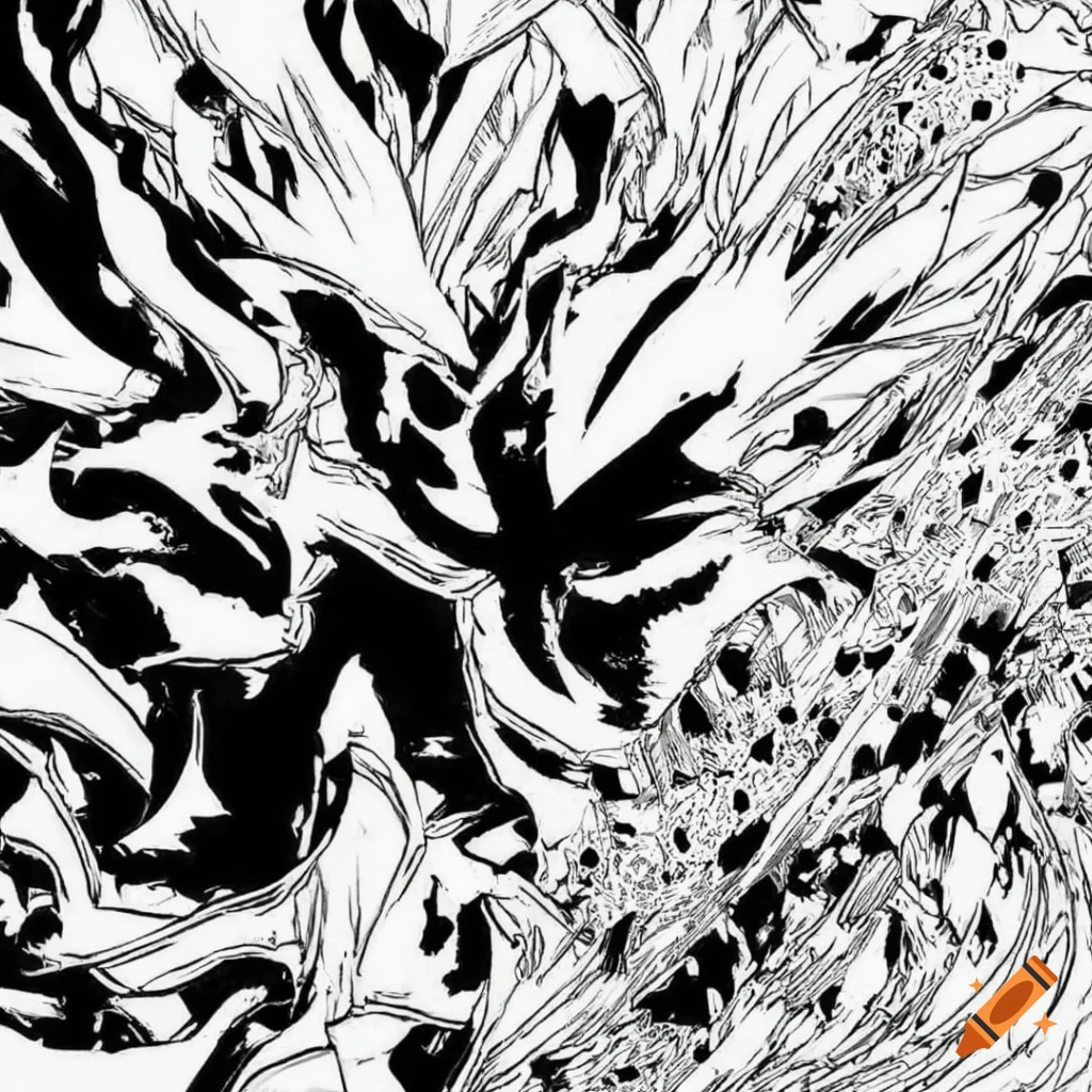 Detailed black and white manga panel on Craiyon