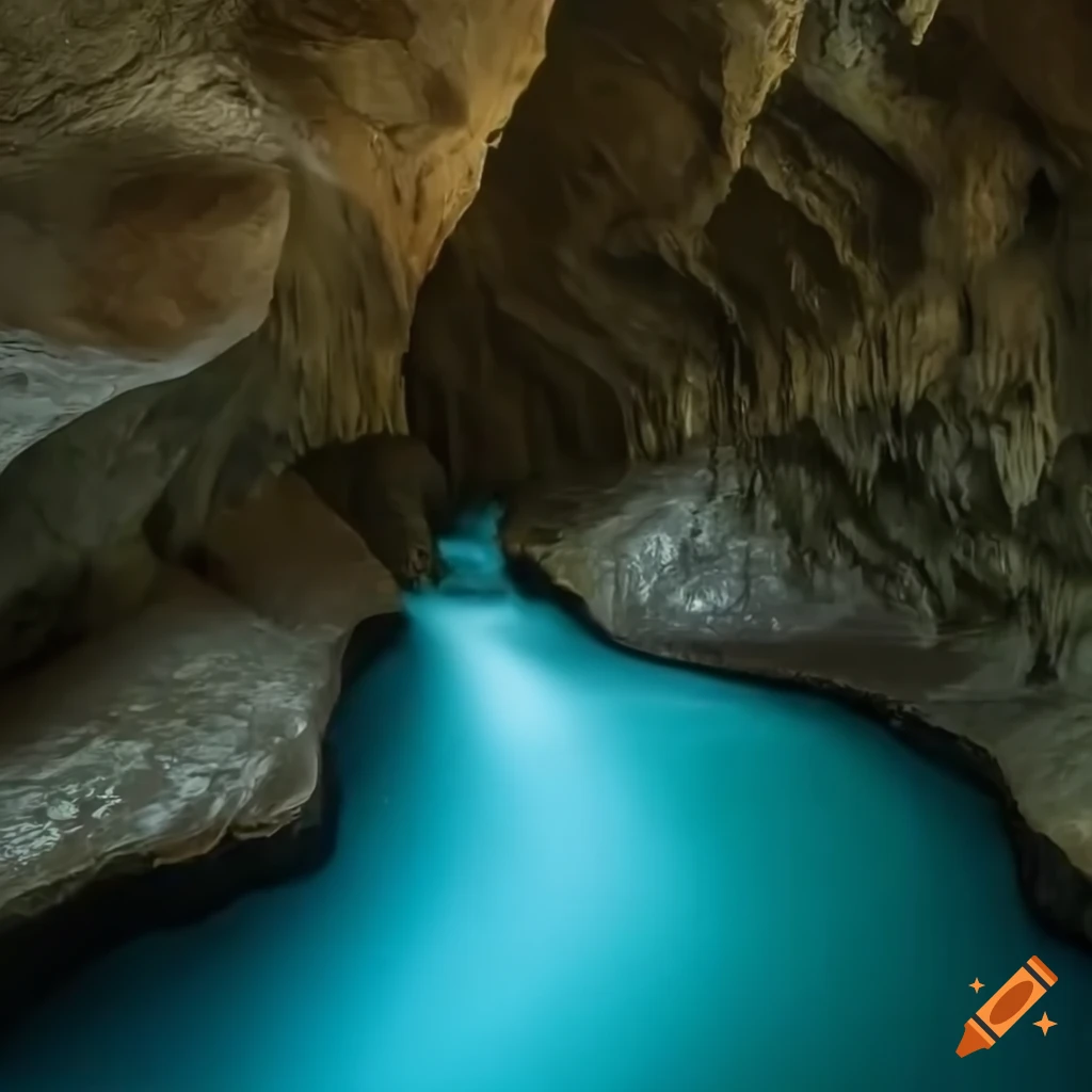 stream flowing through a cave