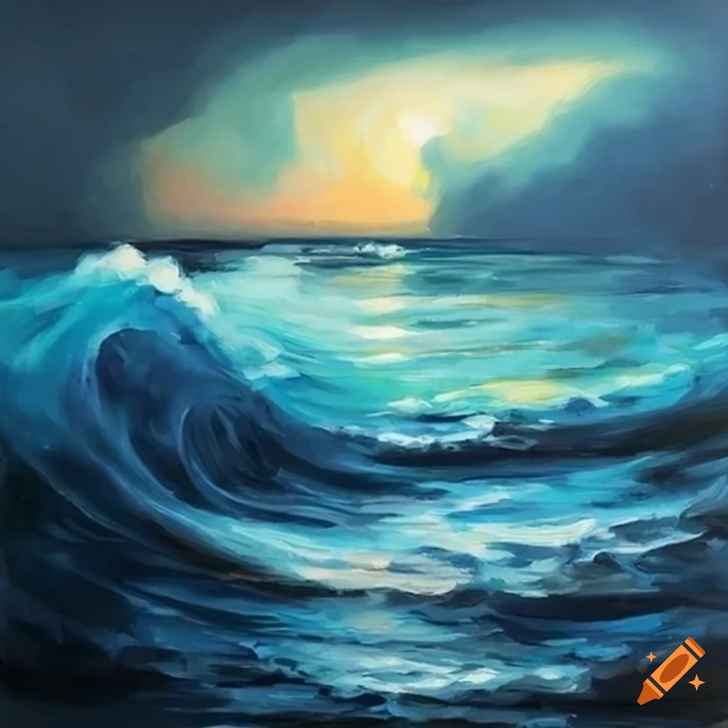 romantic painting of a stormy ocean with a boat