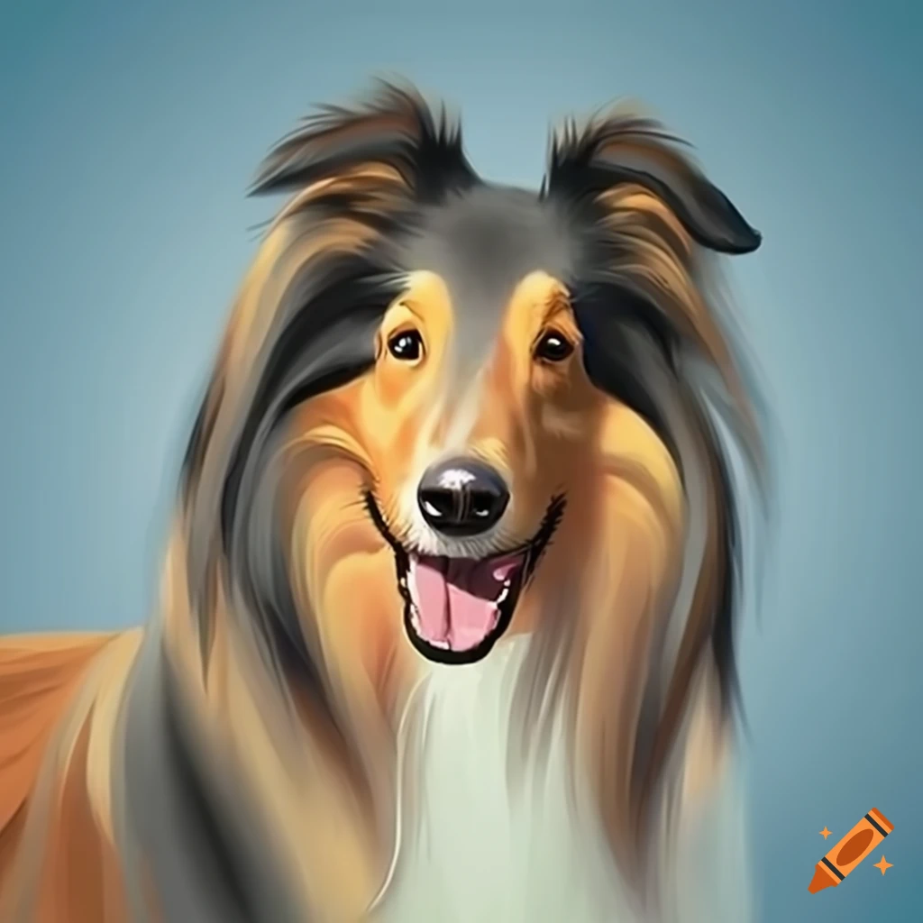 Adorable collie dog in picturesque countryside on Craiyon