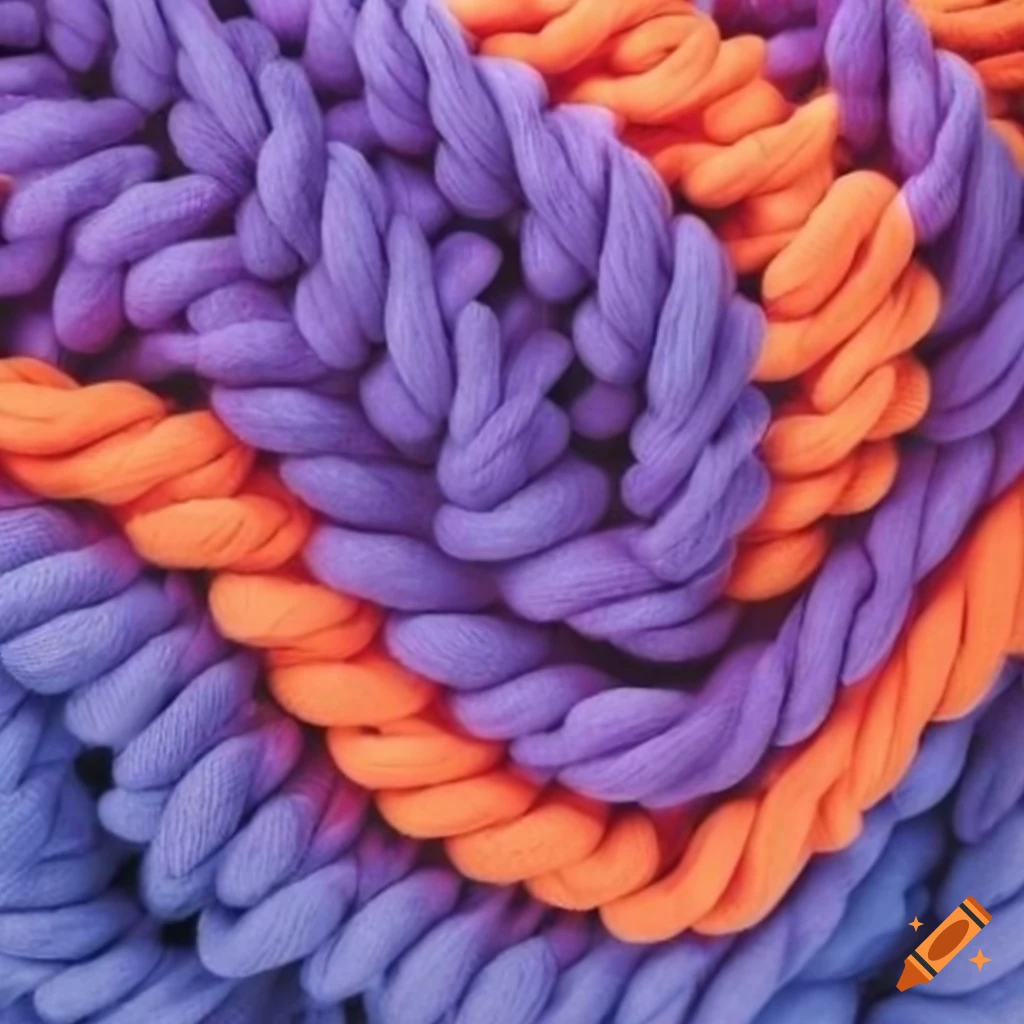 chunky knit fabric made from purple and orange play dough