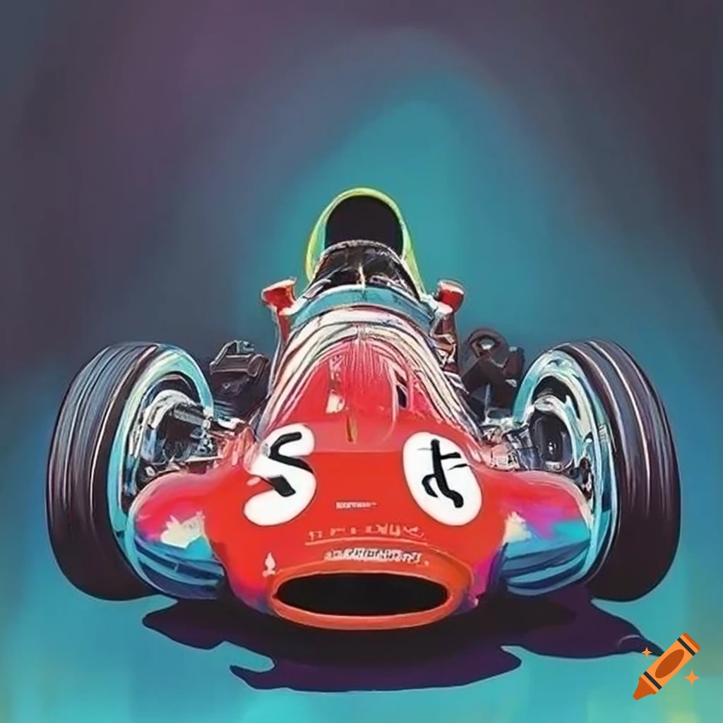 Vibrant artwork of a classic f1 racing car