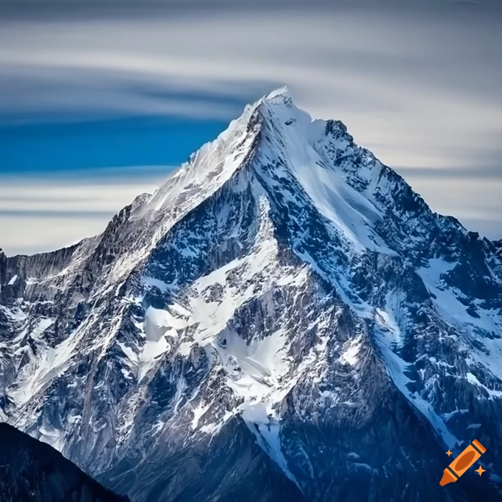 Snow capped mountain peak on Craiyon