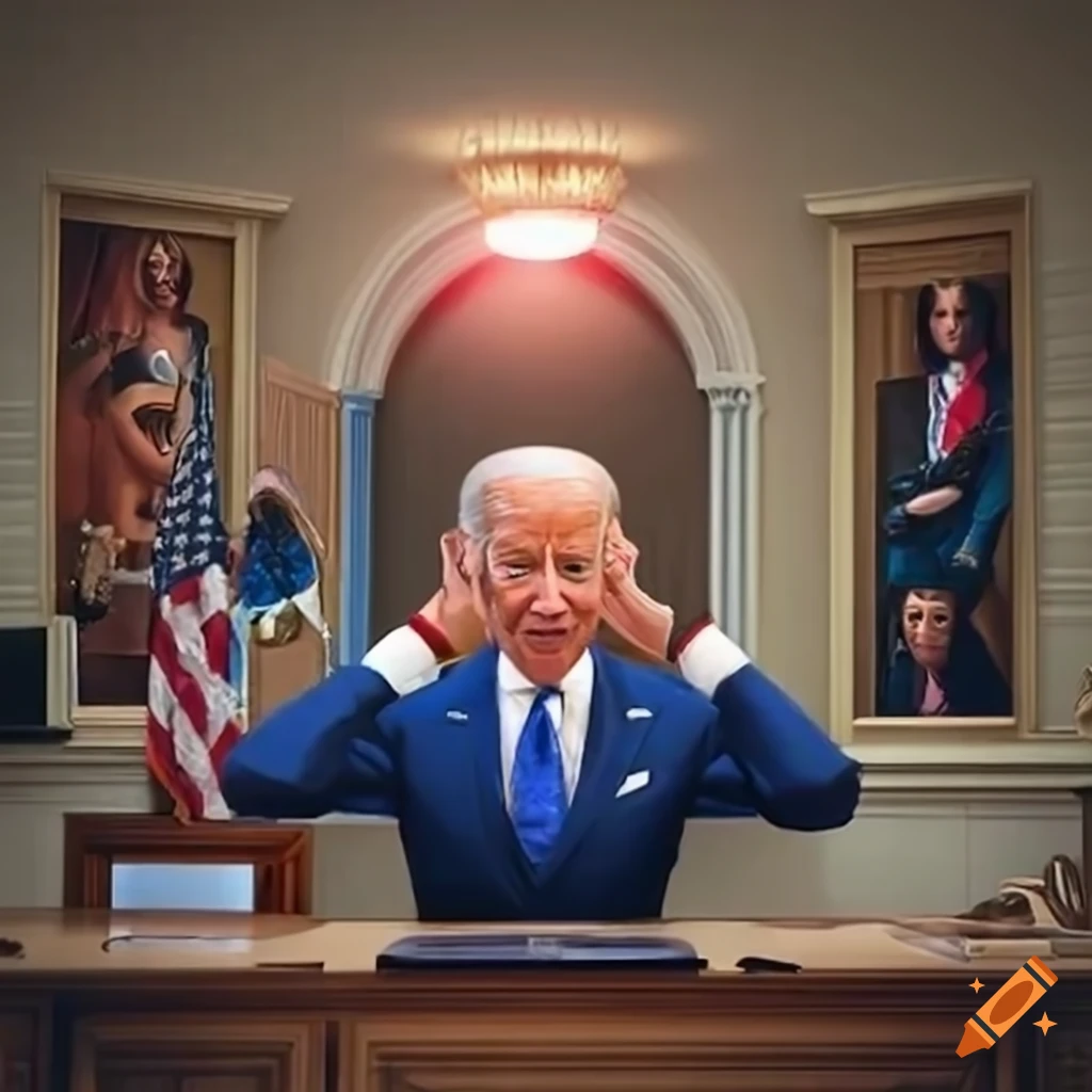 Pixar movie poster 'judgement' with joe biden in oval office on Craiyon