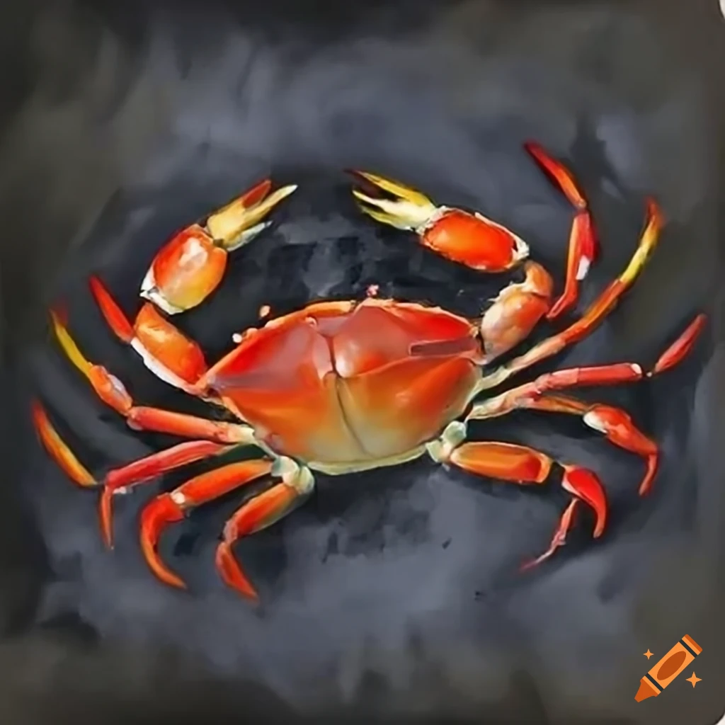 colorful crab with black, red, and yellow colors