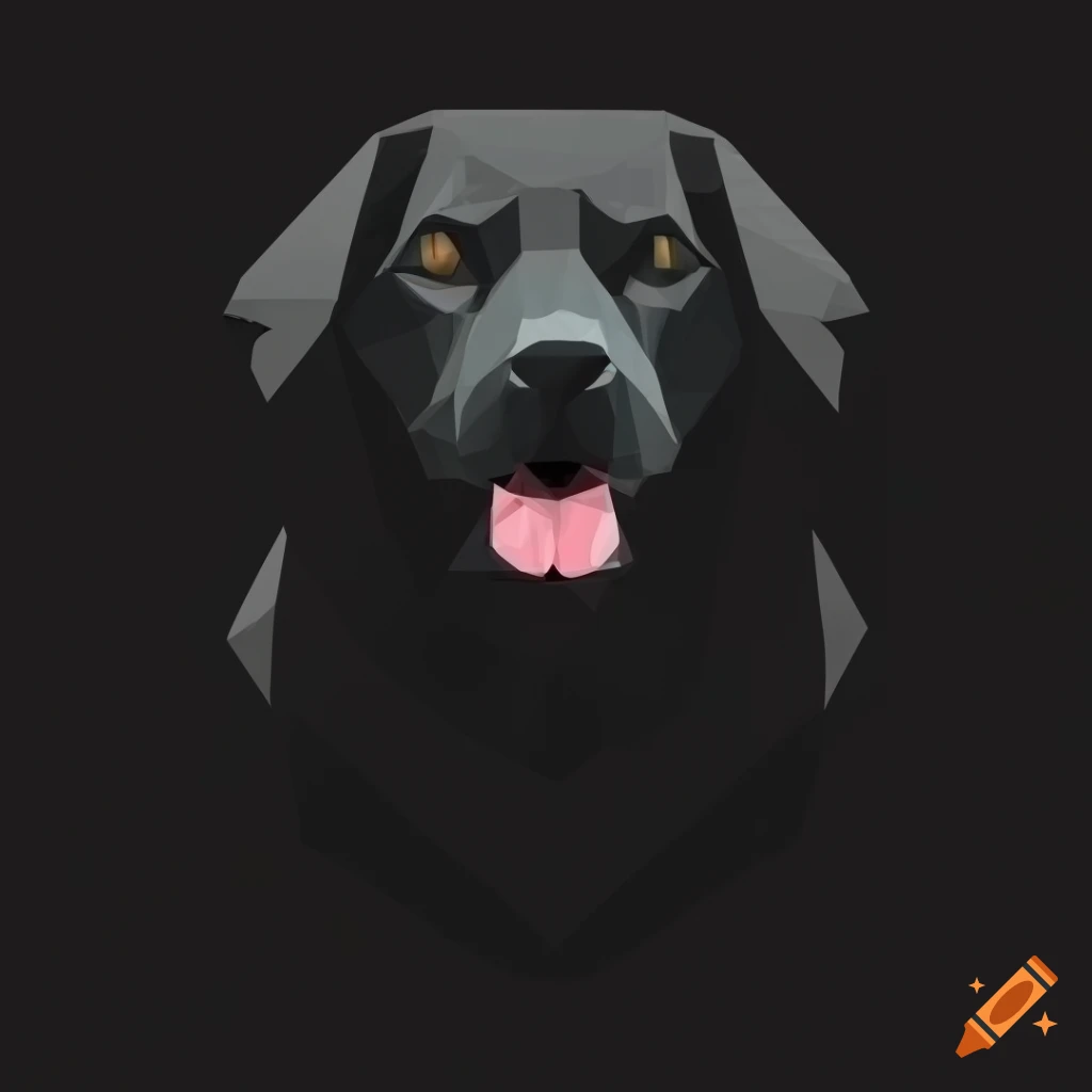 low poly black dog logo