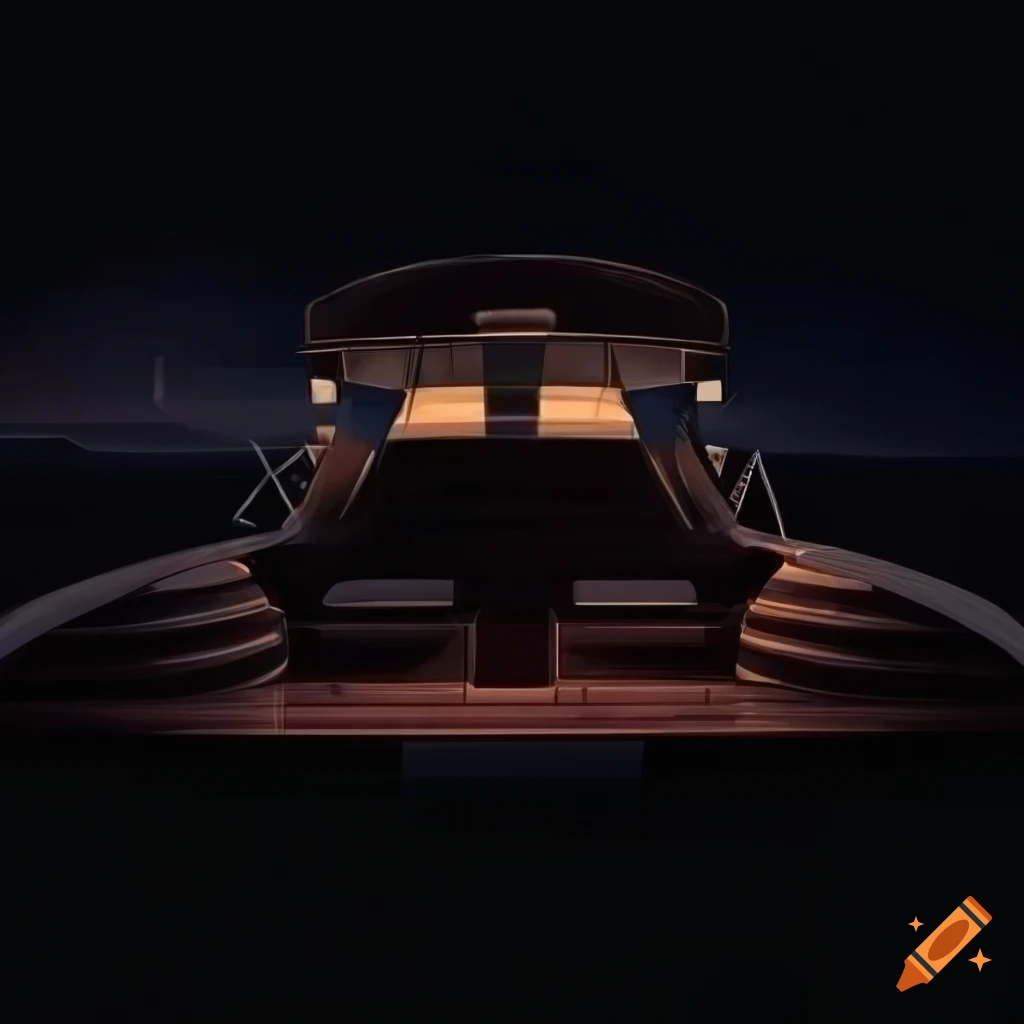 luxurious yacht deck illustration on black background