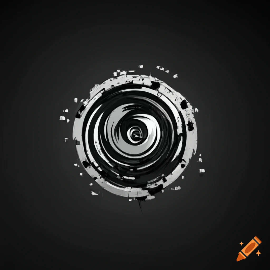 detailed black and white logo design with technical art theme
