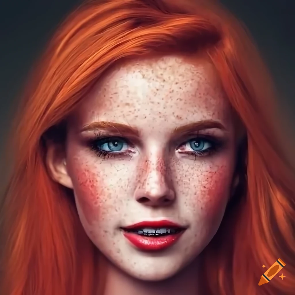 Close Up Portrait Of A Beautiful Woman With Red Hair And Freckles On Craiyon 0468