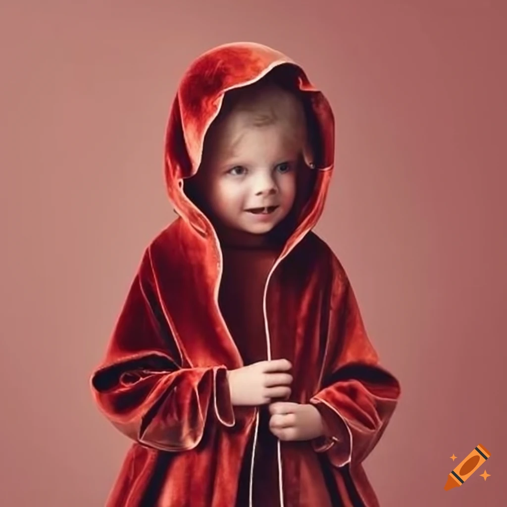 Cheerful child in a velvet cloak on Craiyon
