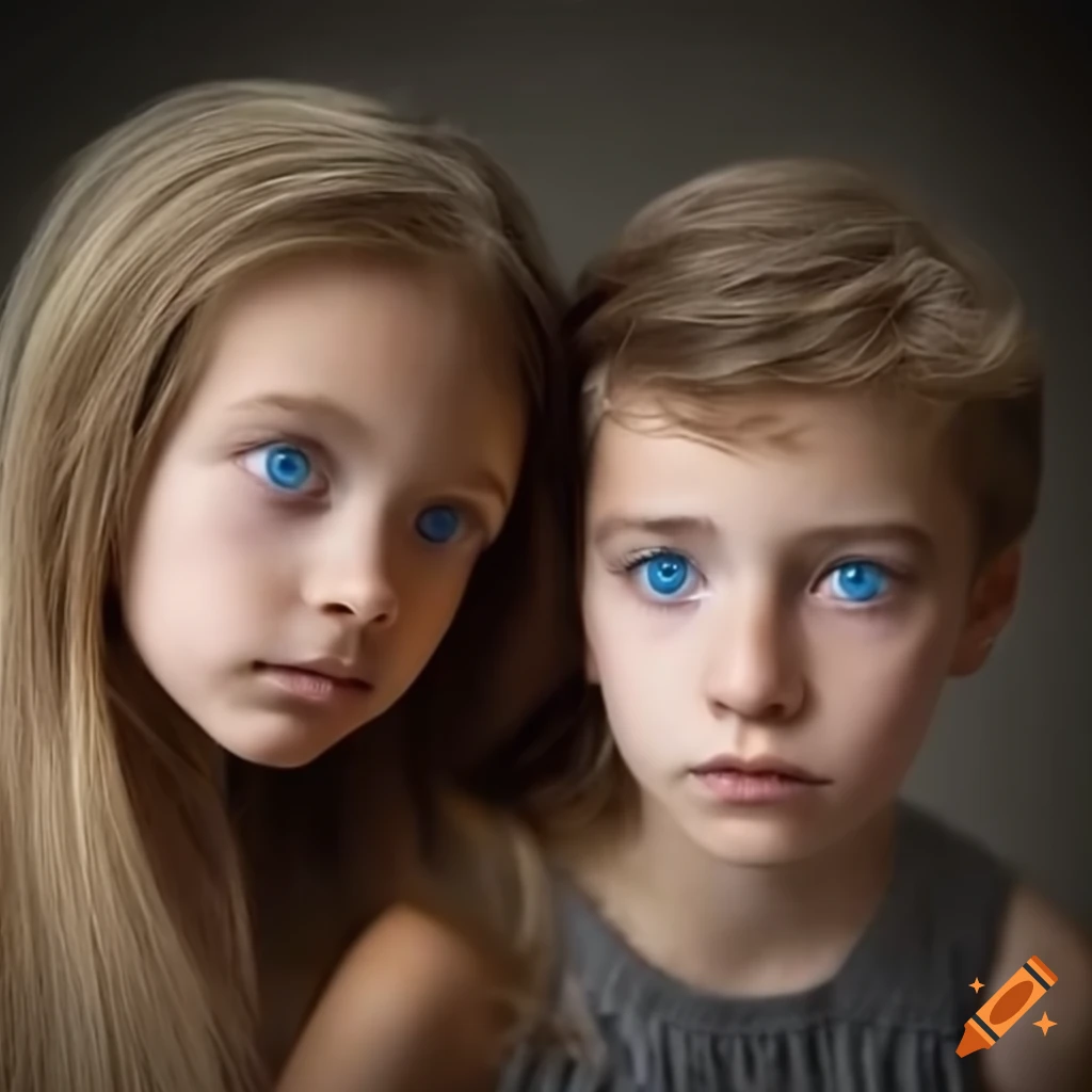 Portrait Of A Brother And Sister With Blue Eyes On Craiyon 6369