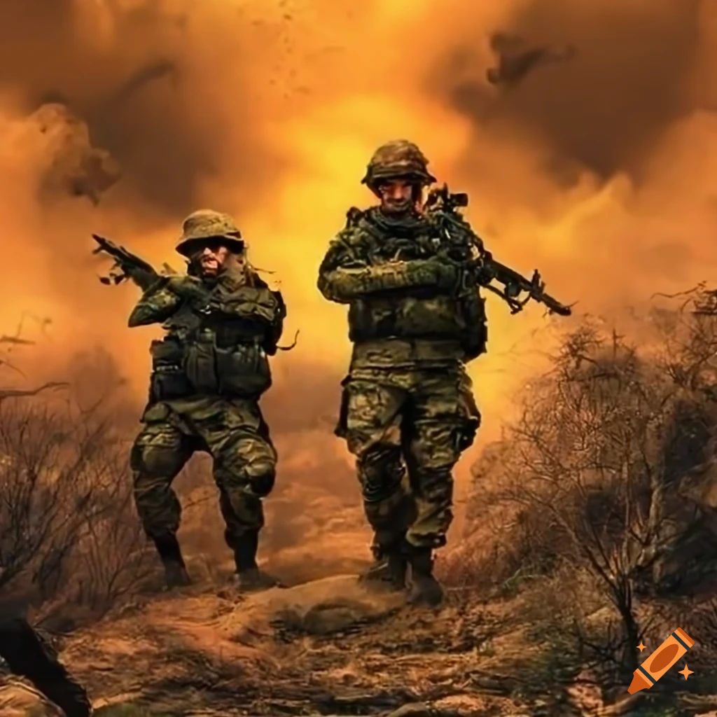 Image of soldiers standing their ground in battle on Craiyon