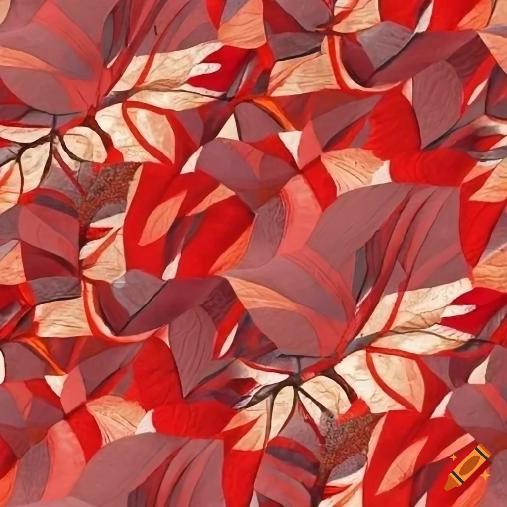 Red quilt with leaf design on Craiyon