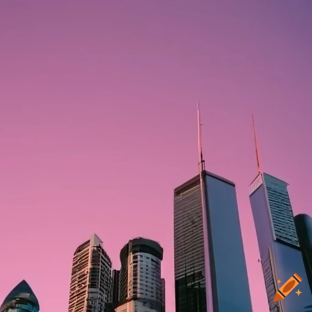Pastel pink sunset sky over brisbane city
