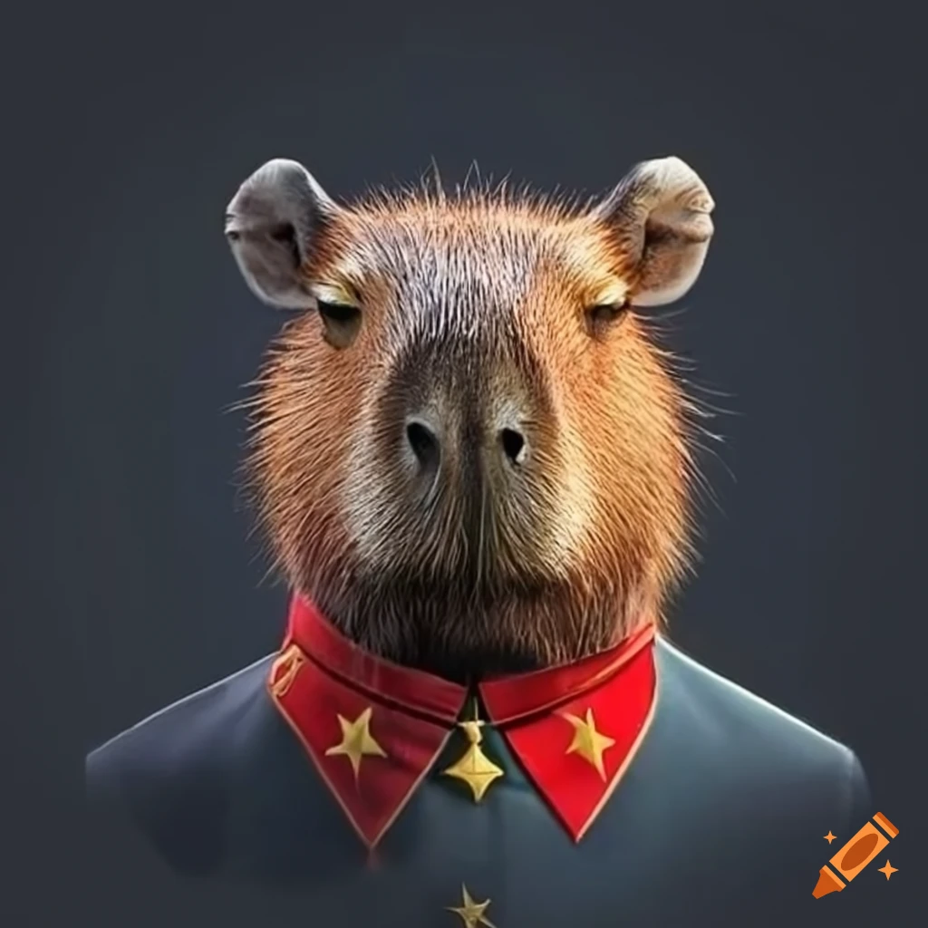 capybara wearing a Soviet uniform