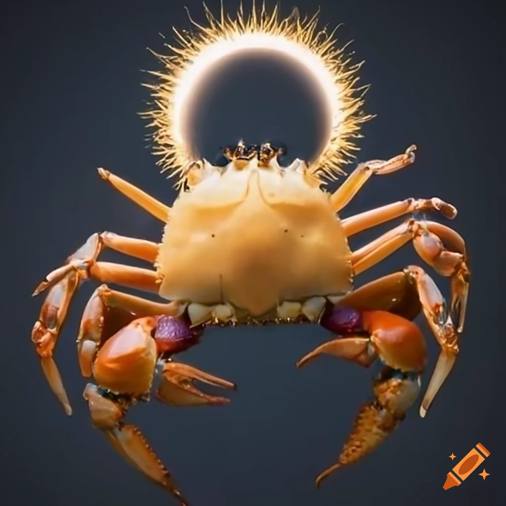crab with a golden halo and white aura