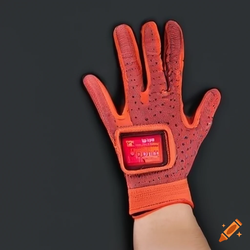 Glove with a digital display on palm on craiyon