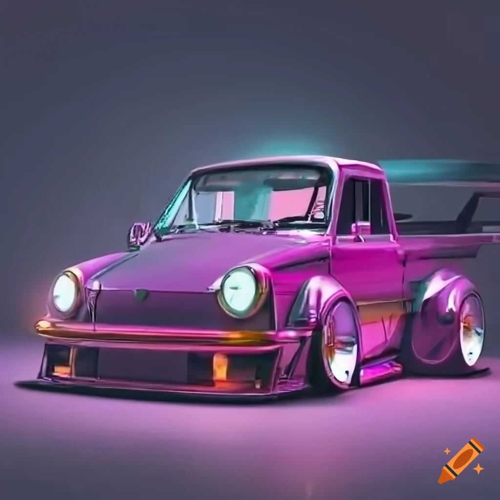 Hyper-realistic rendering of a modified vintage vw truck