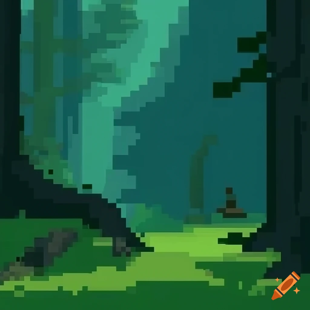 pixel art of a beautiful forest