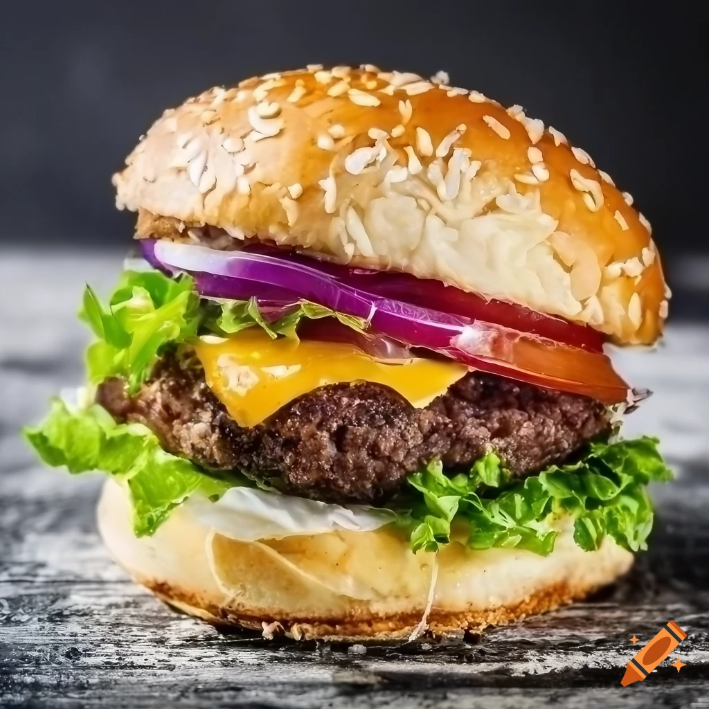 mouthwatering bacon burger with melted cheese