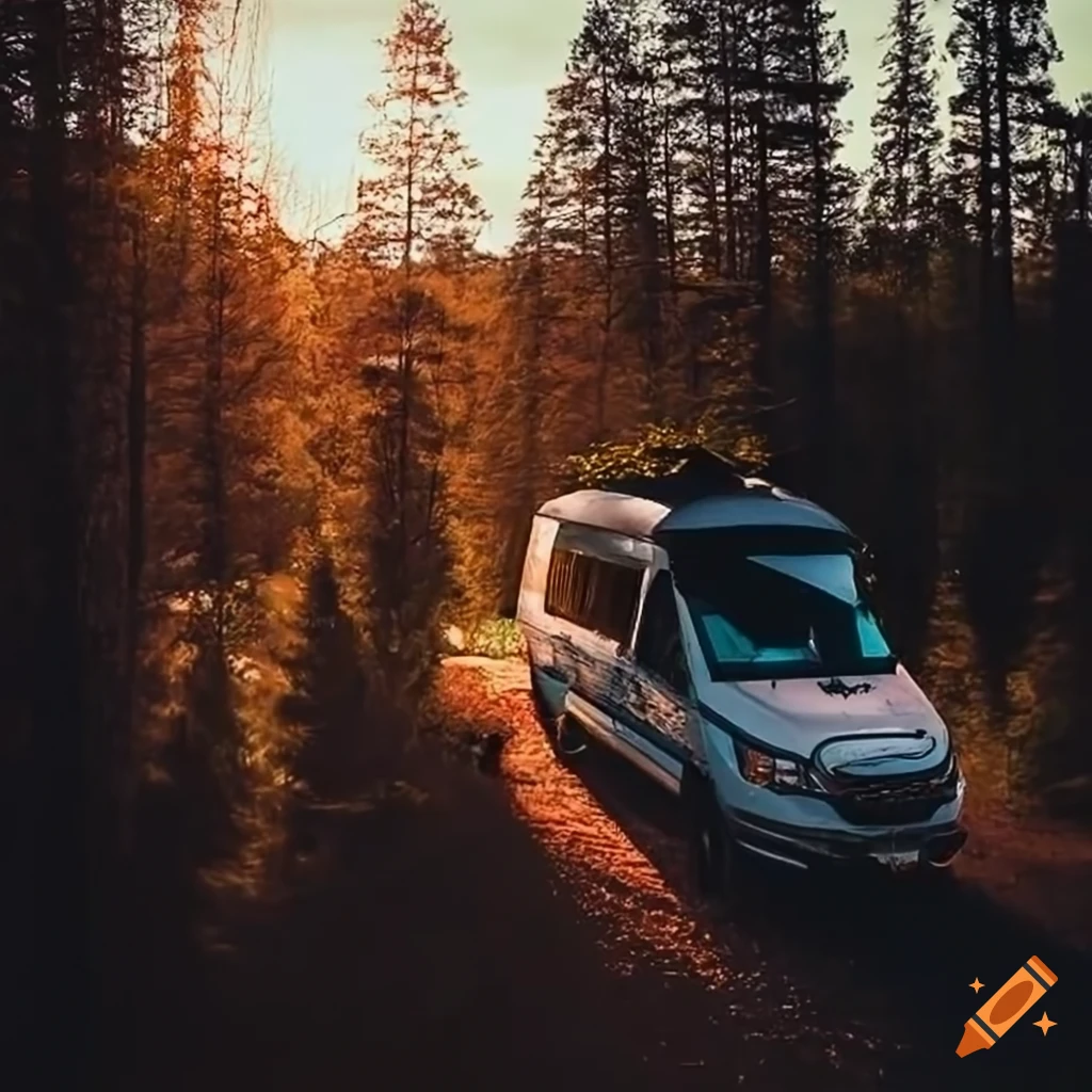 Picture of campervans in finnish wilderness on Craiyon