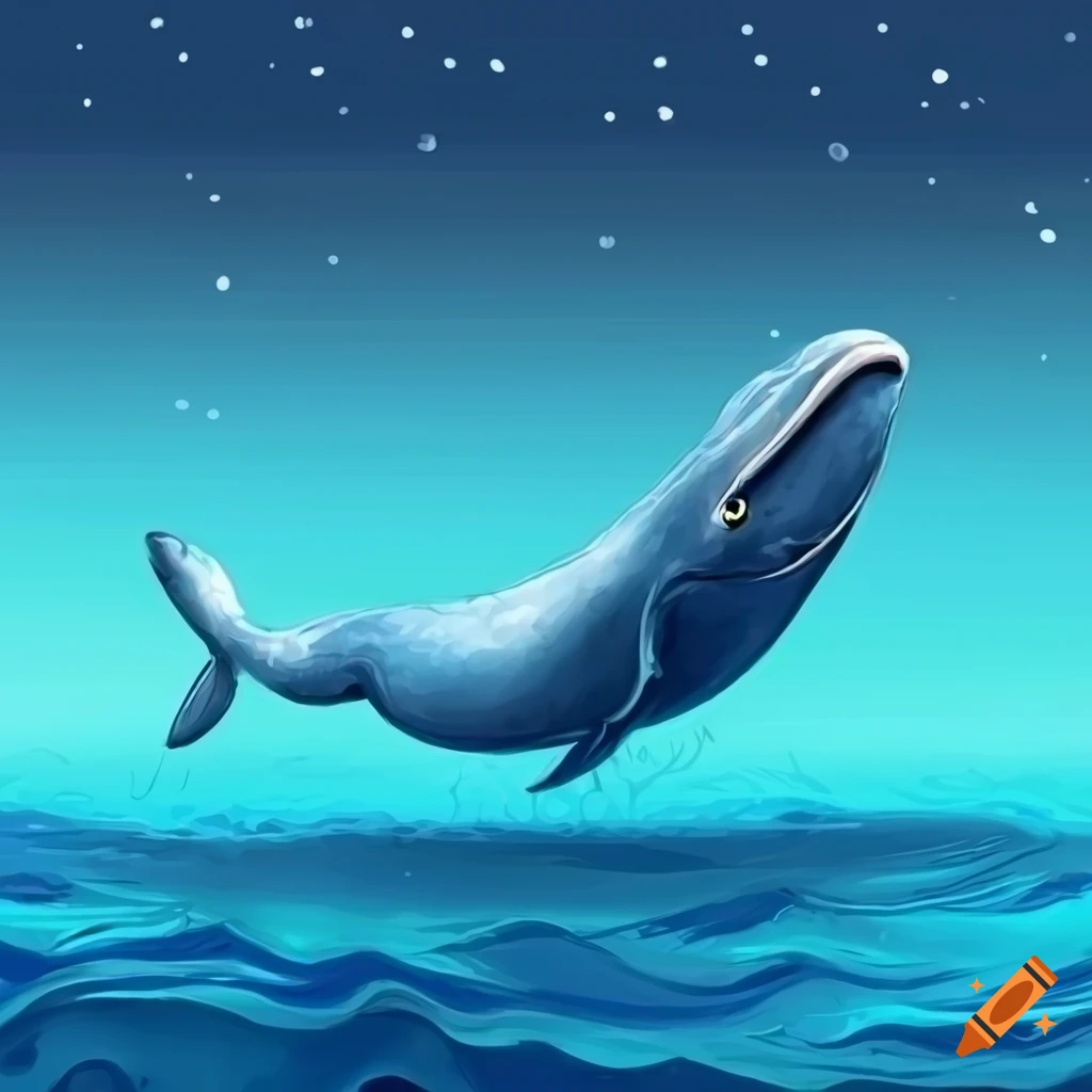 Illustration Of A Blue Whale Jumping Into The Sea On Craiyon