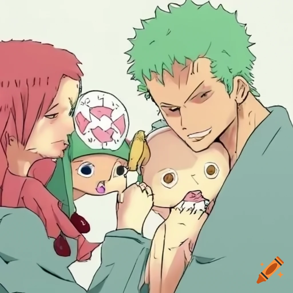 Chopper and zoro from one piece hugging on Craiyon