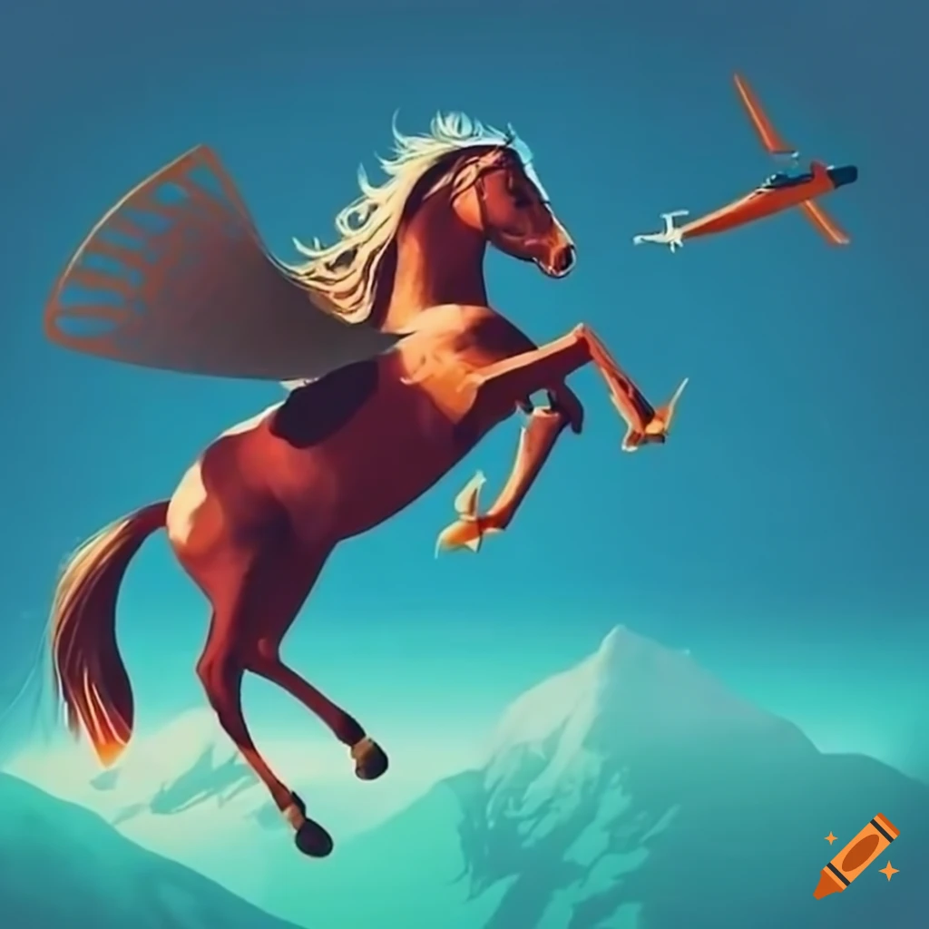 horse riding an airplane