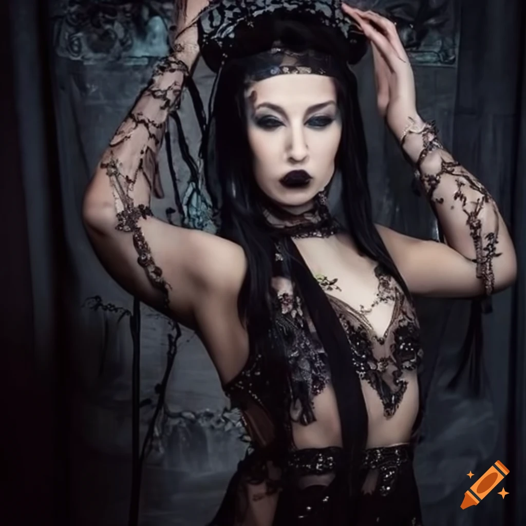 Image of a gothic punk vampire with beehive hairstyle and leather