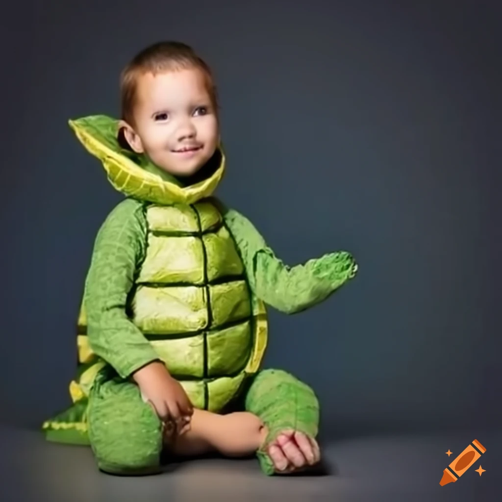child dressed as a turtle