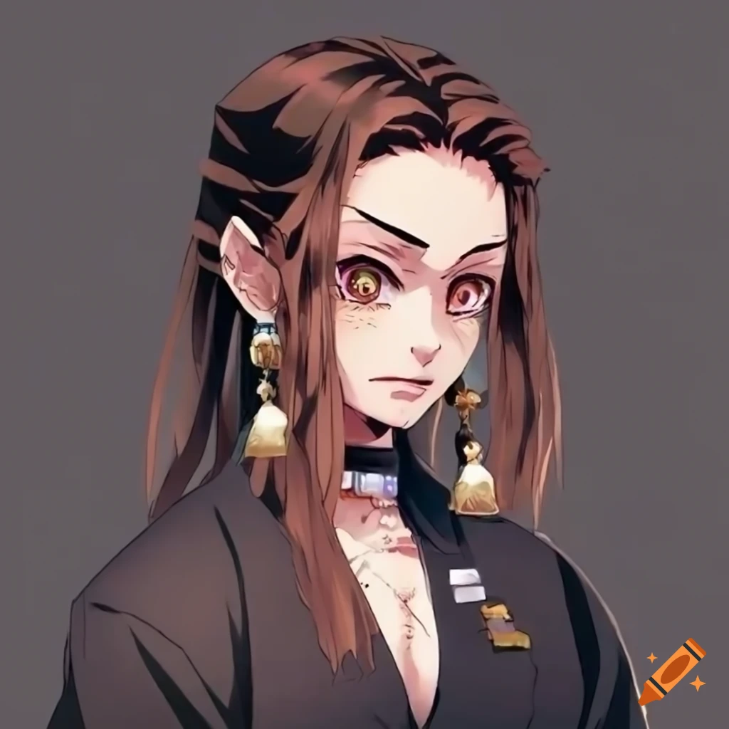 Artwork Of A Demon Slayer Girl With Brown Hair And Brown Eyes On Craiyon a-demon-slayer-girl-with-black-hair-and-light-green-tips-with-a-light