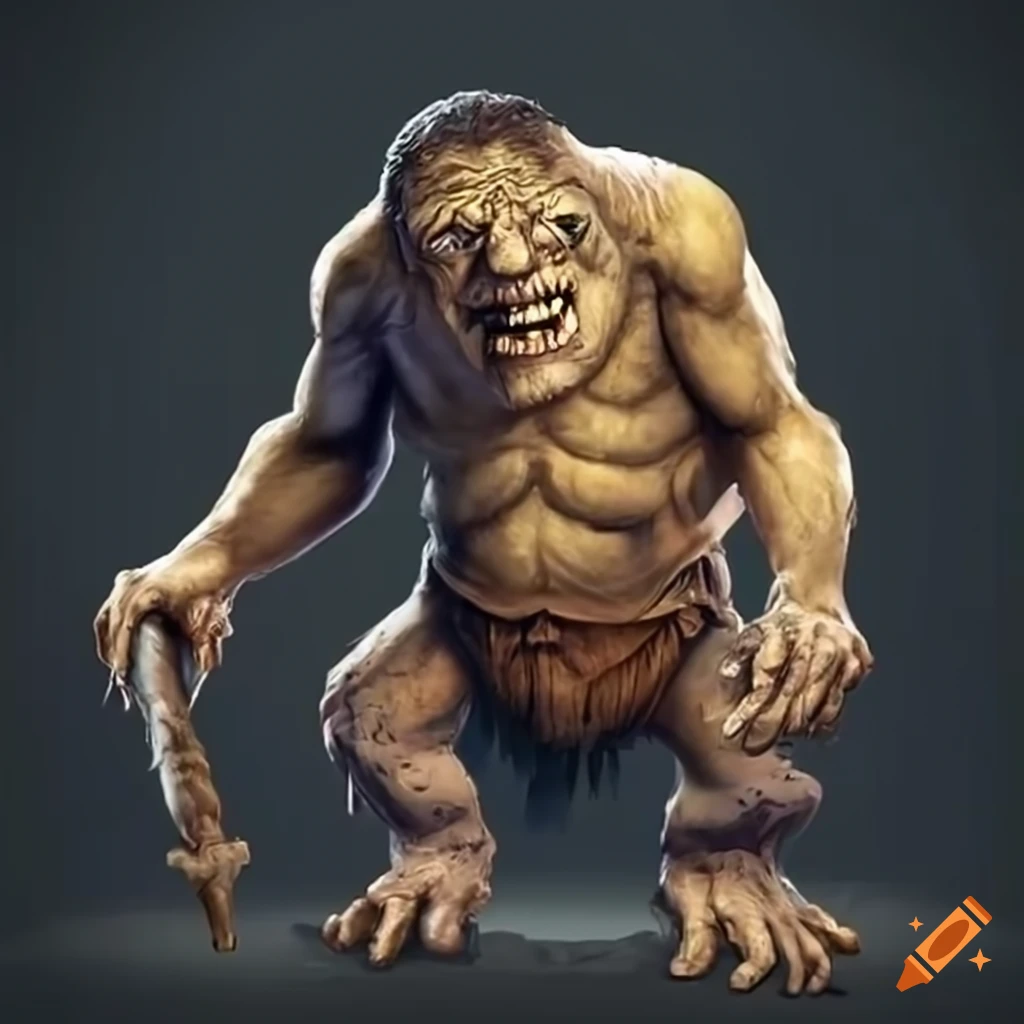 image of a giant mountain troll with a club