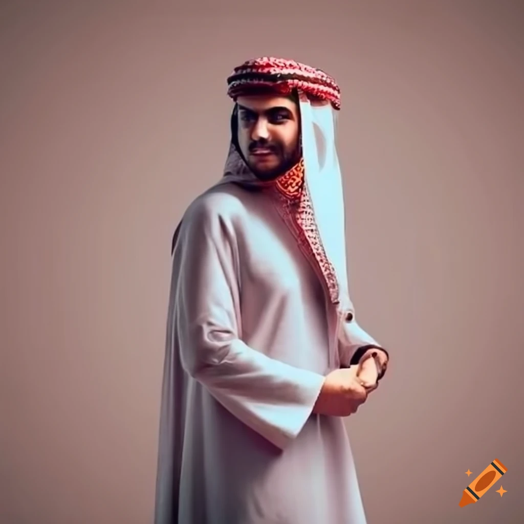 stylish young man in traditional Arabic attire