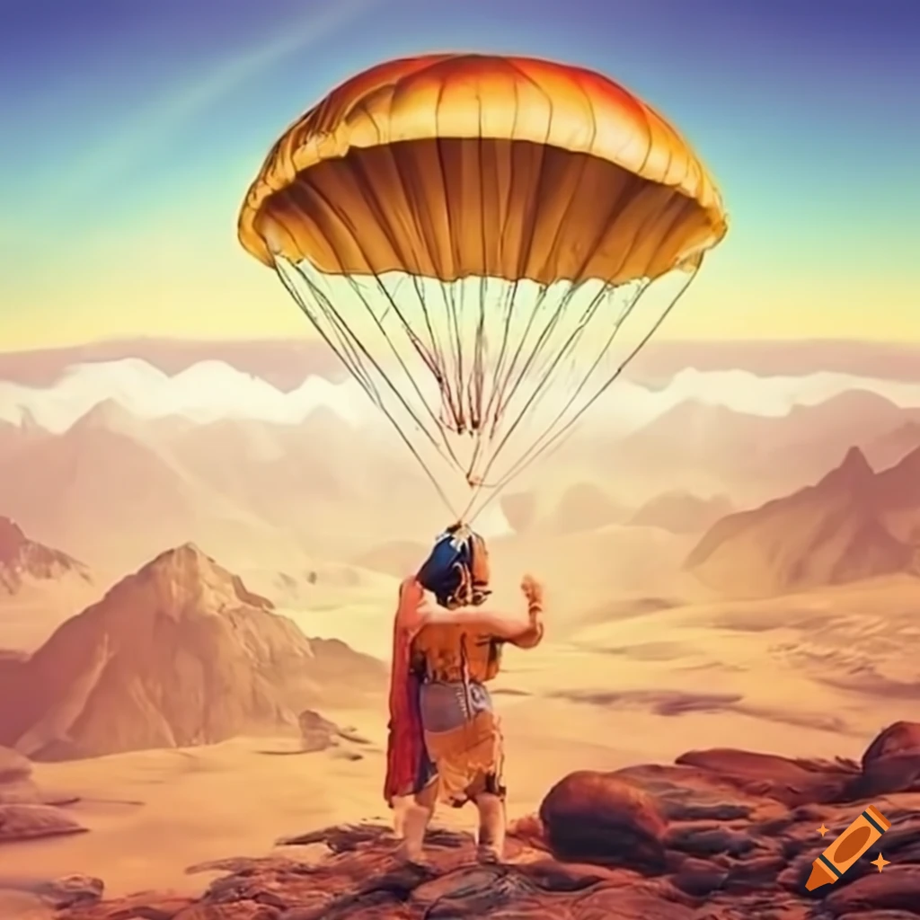 Baby with parachute on mount sinai on Craiyon