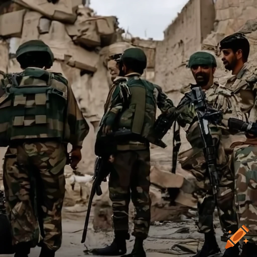 Pakistani soldiers providing assistance in Palestine