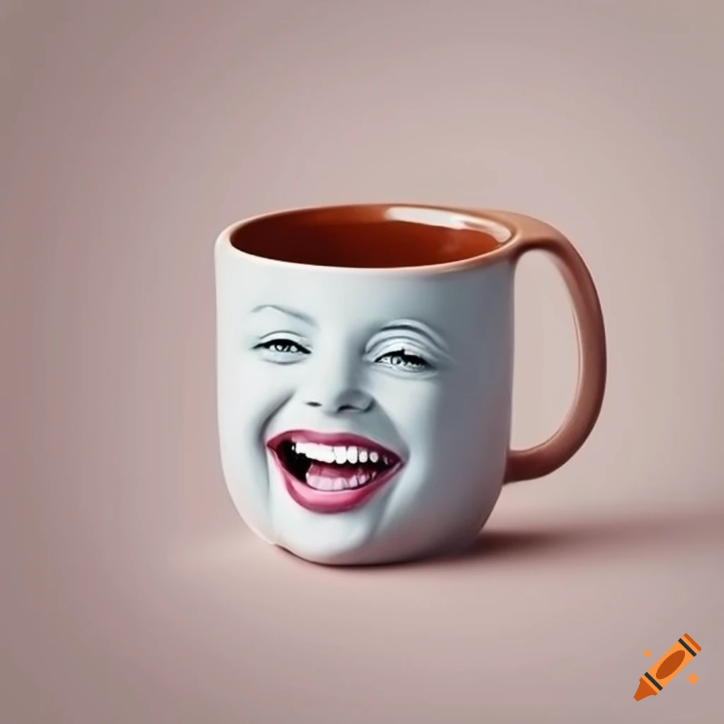 11 oz white mug with a smiling woman design