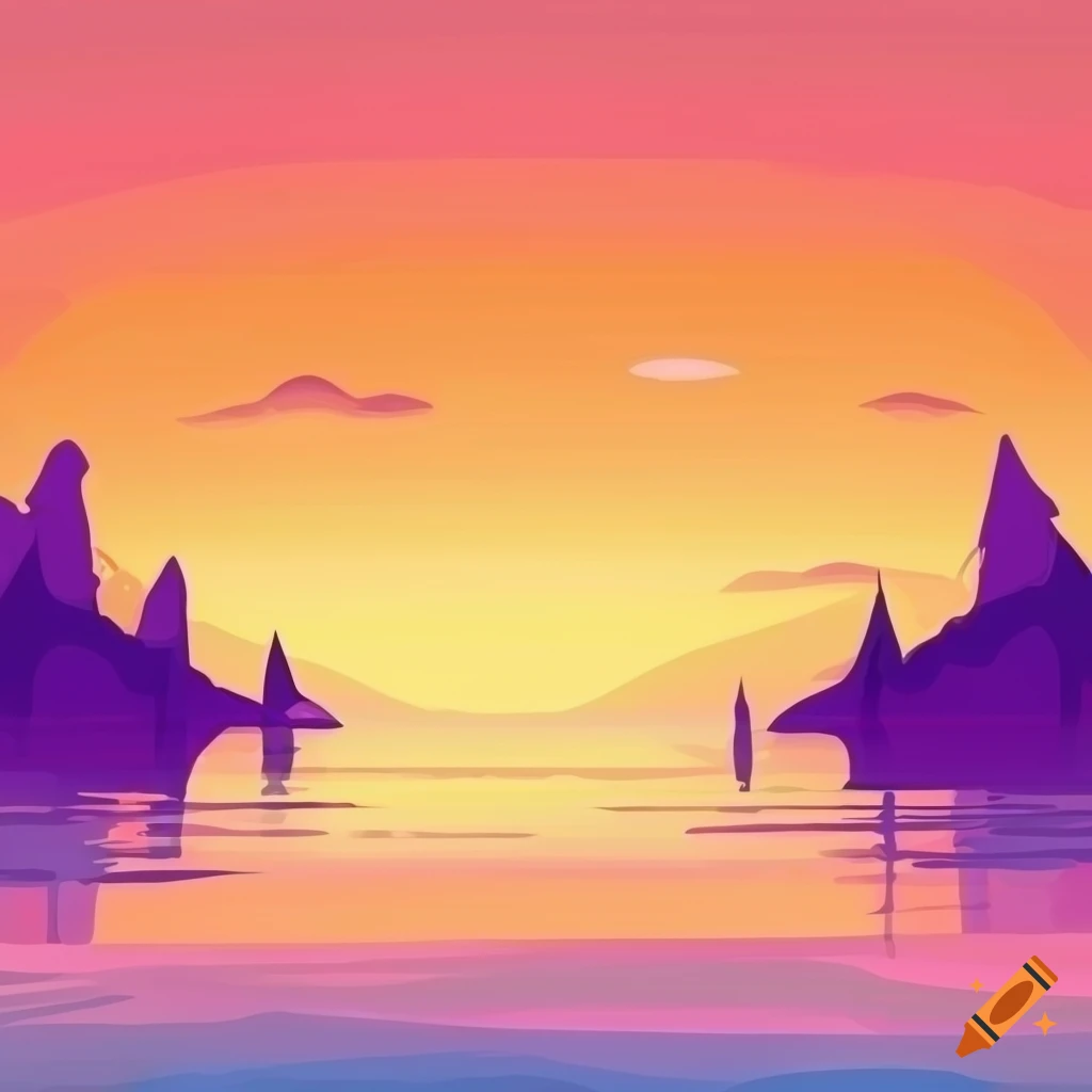 Colorful Flat Illustration Of An Island With Hills And Illuminated colorful-flat-illustration-of-an-island-with-hills-and-illuminated