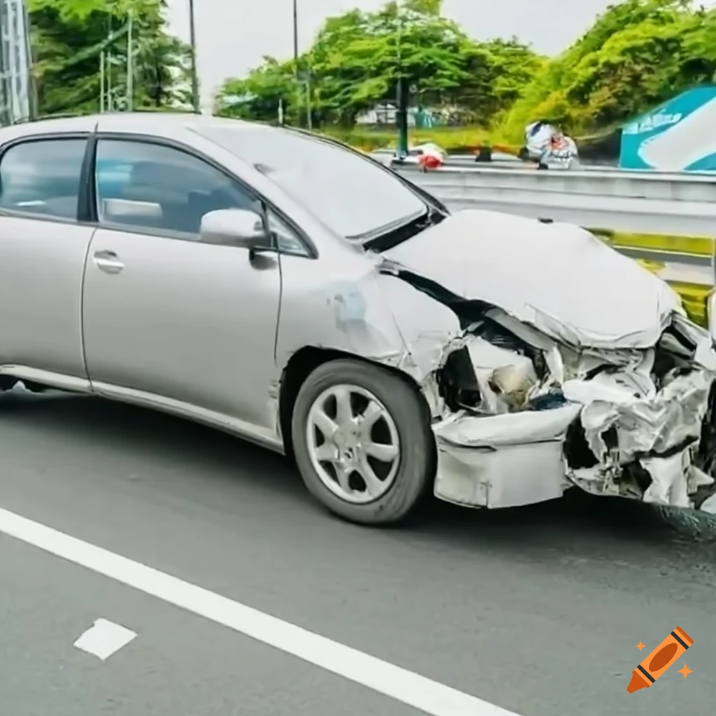 damaged car in a traffic accident