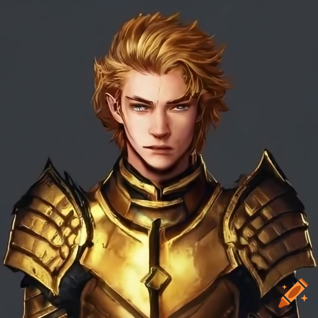 Portrait Of A Handsome Warrior With Golden Hair And Golden Eyes On Craiyon