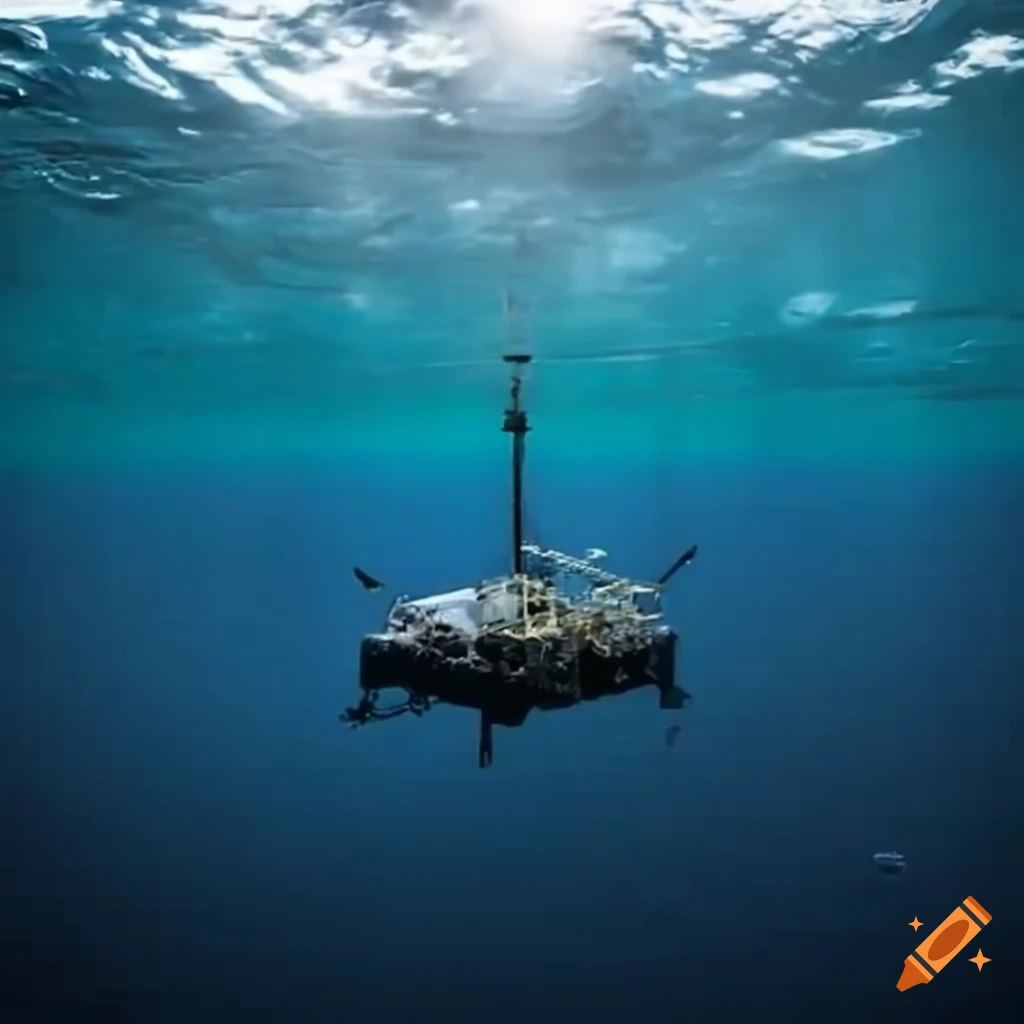 Black Unmanned Platform For Ocean Cleanup With Solar Panels On Craiyon