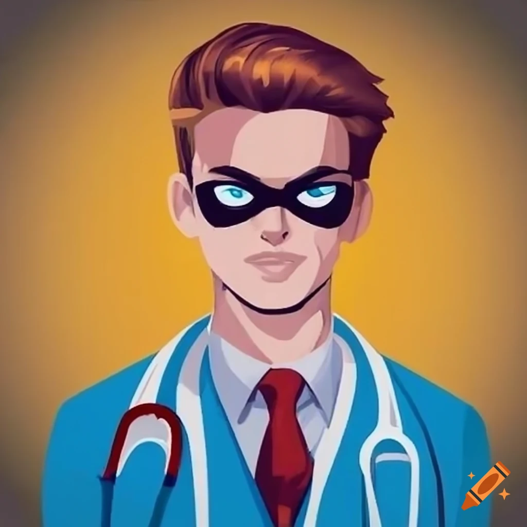 Young Male Doctor Stethoscope Bonnet Medical Stock Vector